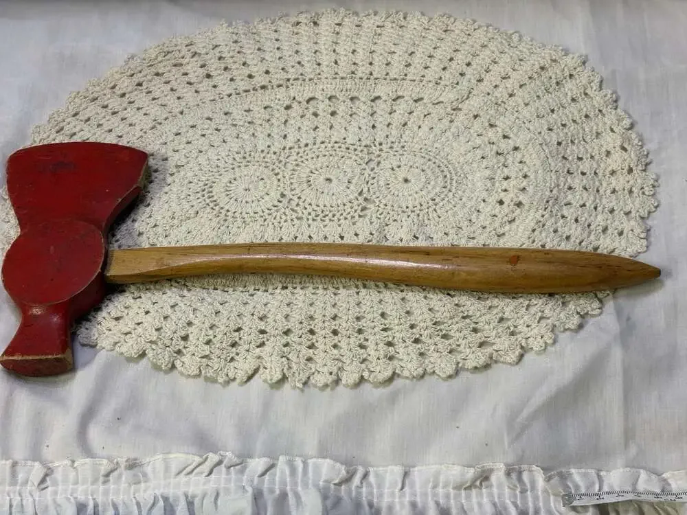 Vintage Fraternal Lodge Ceremonial Wooden Axe with Eagle Motif